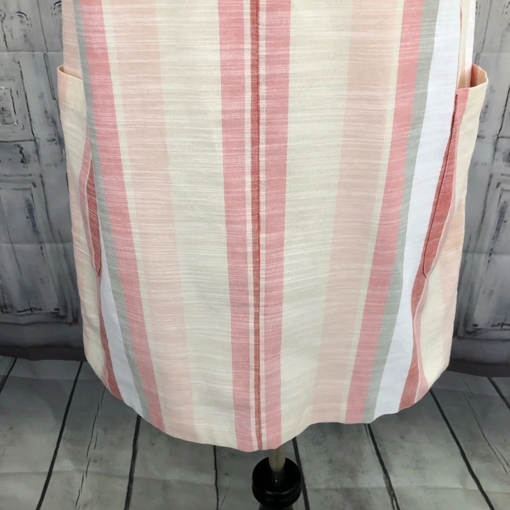Cremieux Womens Size XS Pink White V Neck Striped Sleeveless Shift Dress Cotton - Picture 4 of 12